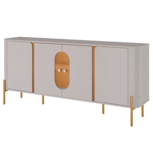 Balcão Buffet 4 Portas LED Vidro Tambau 180 cm Off White Naturalle BECHARA