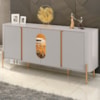 Balcão Buffet 4 Portas LED Vidro Tambau 180 cm Off White Naturalle BECHARA