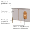Balcão Buffet 4 Portas LED Vidro Tambau 180 cm Off White Naturalle BECHARA
