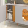 Balcão Buffet 4 Portas LED Vidro Tambau 180 cm Off White Naturalle BECHARA