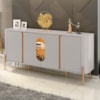 Balcão Buffet 4 Portas LED Vidro Tambau 180 cm Off White Naturalle BECHARA