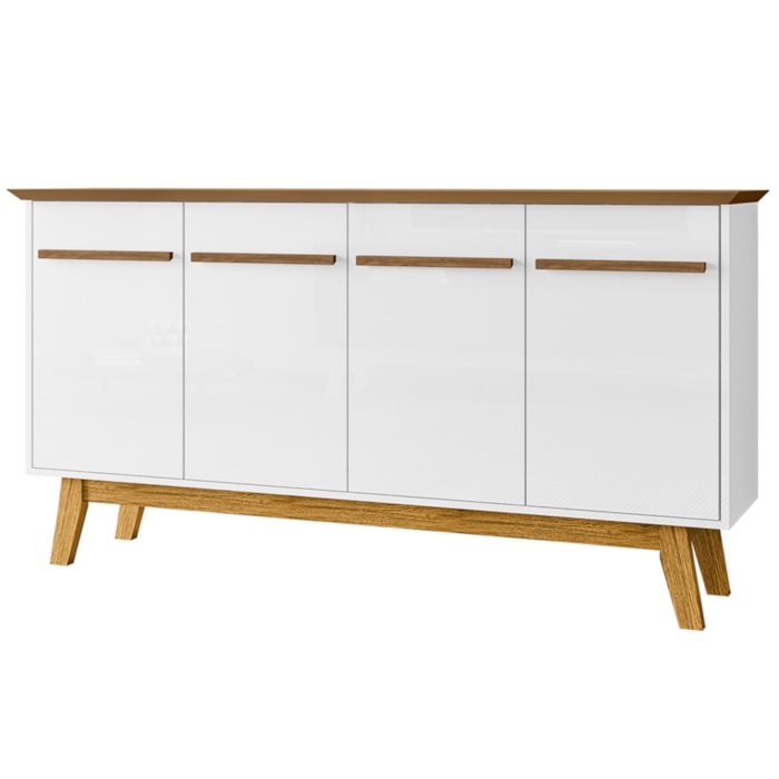 Balcao Buffet 4 Portas Opala 160 cm Cinamomo Branco BECHARA