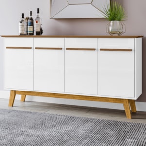 Balcao Buffet 4 Portas Opala 160 cm Cinamomo Branco BECHARA