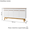 Balcao Buffet 4 Portas Opala 160 cm Cinamomo Branco BECHARA