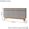 Balcao Buffet 4 Portas Opala 160 cm Cinamomo Off White BECHARA