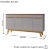 Balcao Buffet 4 Portas Opala 160 cm Naturalle Off White BECHARA