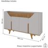Balcão Buffet 4 Portas Tamisa 160 cm Off White Naturalle BECHARA