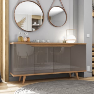 Balcao Buffet 50454 Pes Madeira 160cm Cinza Perola Cedro DCASA