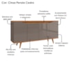 Balcao Buffet 50454 Pes Madeira 160cm Cinza Perola Cedro DCASA