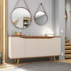 Balcao Buffet 50454 Pes Madeira 160cm Off White Cedro DCASA