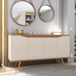Balcao Buffet 50454 Pes Madeira 160cm Off White Noce DCASA