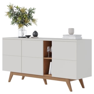 Balcao Buffet Aparador 160 cm Noronha Off White Matte Freijo Colibri