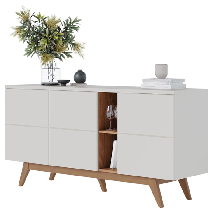 Balcao Buffet Aparador 160 cm Noronha Off White Matte Freijo Colibri