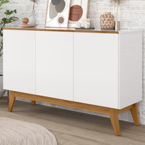 Balcao Buffet Ares 3 Portas 122 cm Branco Nature Tebar