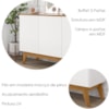 Balcao Buffet Ares 3 Portas 122 cm Branco Nature Tebar