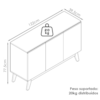 Balcao Buffet Ares 3 Portas 122 cm Nature Tebar