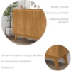 Balcao Buffet Ares 3 Portas 122 cm Nature Tebar