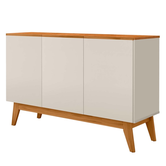Balcao Buffet Ares 3 Portas 122 cm Off White Nature Tebar