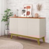 Balcao Buffet Ares 3 Portas 122 cm Off White Nature Tebar
