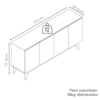 Balcao Buffet Ares 4 Portas 161 cm Off White Nature Tebar