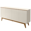 Balcao Buffet Ares 4 Portas 161 cm Off White Nature Tebar