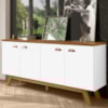 Balcao Buffet Atlanta 4 Portas 164 cm Branco Nature Tebar