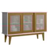 Balcao Buffet Detroit 3 Portas Correr 125 cm Branco Nature Tebar