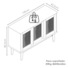Balcao Buffet Detroit 3 Portas Correr 125 cm Branco Nature Tebar