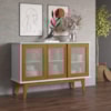 Balcao Buffet Detroit 3 Portas Correr 125 cm Branco Nature Tebar