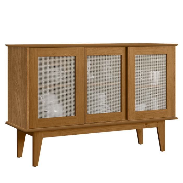 Balcao Buffet Detroit 3 Portas Correr 125 cm Nature Tebar