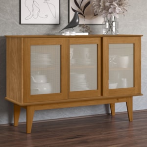 Balcao Buffet Detroit 3 Portas Correr 125 cm Nature Tebar