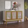 Balcao Buffet Detroit 3 Portas Correr 125 cm Off White Nature Tebar