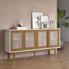 Balcao Buffet Detroit 4 Portas Correr 164 cm Branco Nature Tebar