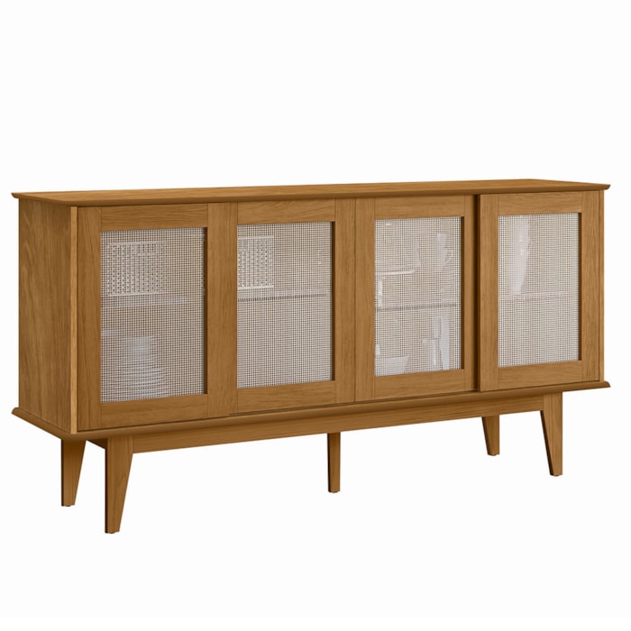 Balcao Buffet Detroit 4 Portas Correr 164 cm Nature Tebar