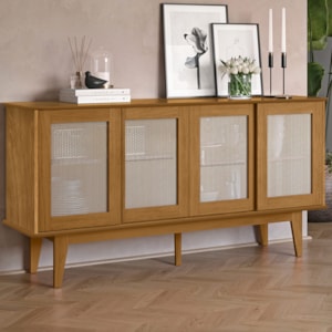 Balcao Buffet Detroit 4 Portas Correr 164 cm Nature Tebar