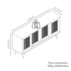 Balcao Buffet Detroit 4 Portas Correr 164 cm Off White Nature Tebar