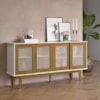 Balcao Buffet Detroit 4 Portas Correr 164 cm Off White Nature Tebar