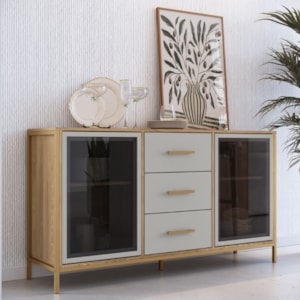 Balcao Buffet Duo 150 cm P1068 Oak Arenas Dourado PP Milani Store