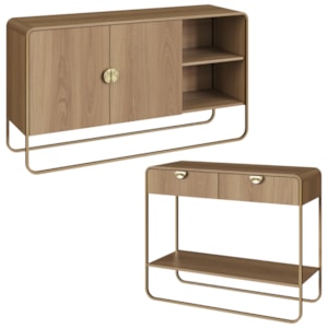 Balcao Buffet E Aparador 135 cm Organica Hanover Dourado Artesano
