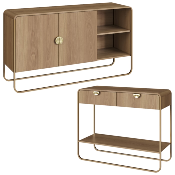 Balcao Buffet E Aparador 135 cm Organica Hanover Dourado Artesano