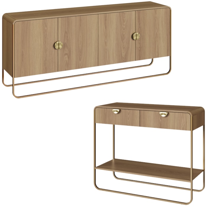 Balcao Buffet E Aparador 180 cm Organica Hanover Dourado Artesano