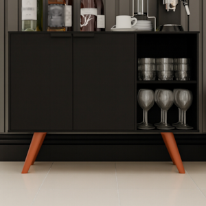Balcao Buffet Mila 2 Portas BP 90 cm Preto Eratto Moveis