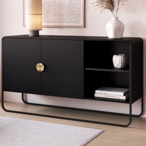 Balcao Buffet Organico 2 Portas 135 cm 28071 Nero Preto Artesano