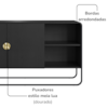 Balcao Buffet Organico 2 Portas 135 cm 28071 Nero Preto Artesano