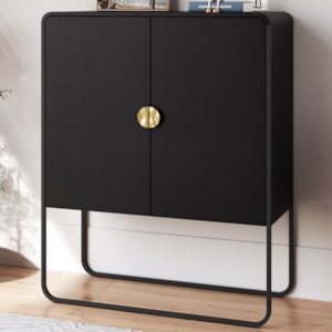Balcao Buffet Organico 2 Portas 90 cm 28065 Nero Preto Artesano