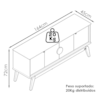 Balcao Buffet Paris 4 Portas 164 cm Off White Nature Tebar