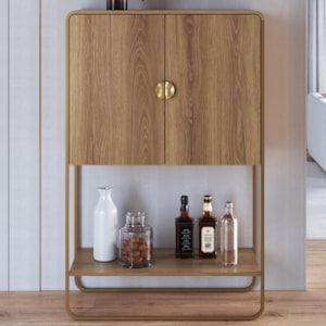 Balcao Cafe Bar Organico 2 Portas 90 cm 28069 Hanover Dourado Artesano