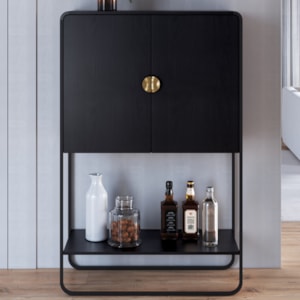 Balcao Cafe Bar Organico 2 Portas 90 cm 28069 Nero Preto Artesano