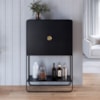 Balcao Cafe Bar Organico 2 Portas 90 cm 28069 Nero Preto Artesano