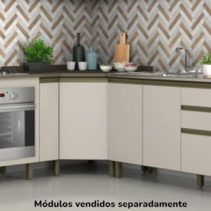 Balcao Canto Obliquo Com Tampo 1 Porta 79 cm Connect Duna Cristal Henn